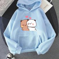 Cartoon Panda Bear Bubu and Dudu Hoodie Women/Men Tops Kawaii Printed Harajuku Ullzang Sweatshirt O-Neck Female Harajuku Unisex XS šviesiai mėlyna spalva