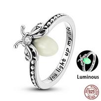 Fashion Original Luminous Firefly Rings 100% S925 Silver Eternal Heart-Shaped Zircon Rings Fine Wedding Engagement Jewelry Gifts 6
