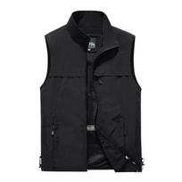 Men's Plus Size Casual Outdoor Solid Color Vest Fishing Vest Jacket Sports Photography Loose Tank Top XS black