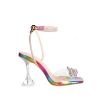Summer  Women 'S Sexy Bomb Square Toe High Heeled Shoes Toe Clamping Stiletto High Heels 37 beige
