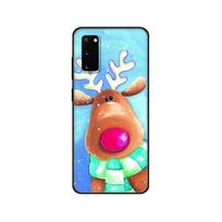 Juodas TPU dėklas Samsung Galaxy S20 /S20 PLUS/S20 ultra/S20+ /S20FE galinis dangtelis Kalėdos Naujieji metai elnių mylėtojai sniego senis Samsung S20 white