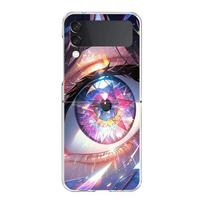 Phone Case For Samsung Galaxy Z Flip 3 4 5 Transparent fold High Hard PC Shell For Galaxy Z Flip 3 5 Cover Cartoon Cute eyes art Galaxy Z Flip 5 gray