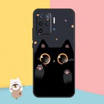 Juodo Katino Animacinis Mielas Dėklas Skirtas OPPO Find X5 X3 Lite Pro A15 A16 A52 A72 A5 A9 A31 A53 A83 A93 A54 A74 A94 Dangtelis OPPO A53S 2020 black