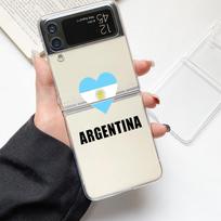 Phone Case For Samsung GalaxyZ Flip 4 5 Fold Clear Hard PC Shell Argentina Flag Soccer 10 For Samsung Z Flip 3 Cover Bumper Galaxy Z Flip 4 beige