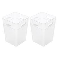 2Pcs Refrigerator Storage Box Transparent Buckle Design PP Fridge Side Door Food Holder for Kitchen L 2pcs white