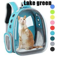 Transparent Pet Carrier Backpack Portable Carrier Backpack Space Travel Dog Cat Bag 35x25x42cm ežero žalia spalva
