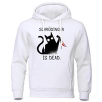 Schrodinger Is Dead Black Cat Men Streetwear Outdoor Comfortable Hoodie Breathable Fashion Sweatshirts Basic Oversized Tracksuit S white