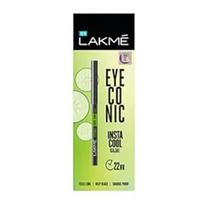 LAKMÉ Eyeconic Insta Cool Kajal, Juodas, Vėsinantis kohl pieštukas su agurku, Vandeniui atsparus, Neišsitepantis ir ilgai išliekantis akių makiažas, Blizgus,