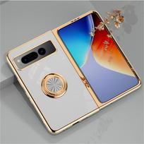 Shockproof Plating Ring Holder Phone Case for Google Pixel Fold Protective Stand Back Shell Luxury Full Protection Cover Google Pixel Fold balta