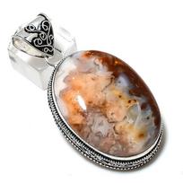 Laguna Lace Agate Gemstone Handmade 925 Sterling Silver Pendant 2.36  h5V94