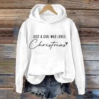 Just A Girl Who Loves Christmas Sweatshirt Xmas Sweater For Women Fleece Top Ladies Quilted Shirt Women Crop Fleece Pullover S