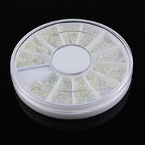 3 dydžių nagų dailės ratukas Balti dirbtiniai perlai Nagų dekoracijos DIY lipdukas