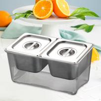 Atšaldomas pagardų laikiklis su indeliams mažiems ingredientams, prieskonių indelis, lengvai valomas 2 compartments white