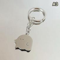Animacinis mažas vaiduoklių poros raktų pakabukas Pakabukas Mielas raktų žiedas Krepšio papuošalas gray