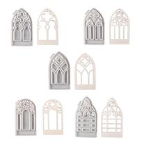 5x Gothic House Žvakių laikiklis Silikoninės Formos Namo formos Žvakidės Dervos Formos „Pasidaryk pats“ liejiniai betonui white