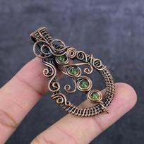 Natural Peridot Gemstone Handmade Copper Wire Wrap Jewelry Pendant 2.36  L7Z09 black