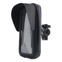 Motorcycle Handlebar Phone Holder Waterproof Motorbike Phone Pouch with Sun Visor Rain Cover 360 Degree Rotating black