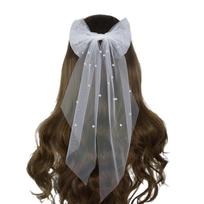 Beadwork Bowknot Wedding Veil Hairclip for Party Bridal Veil Wedding Bride Headpiece Tulle Bow Bride Veil for Engagement balta