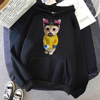 Hoodie EI Gato Meme Sad Crying Cat Kitty 3D Print Sweatshirt Autumn Winter Lazy Style Loose Hoodie Fashion Clothing Black Hooded M black