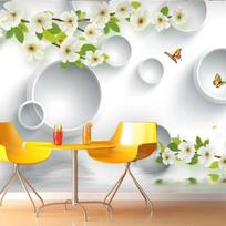 Tapetas Vyšnių žiedų atspindys 3D freska TV fono sienos freska Modernus rožinis rožės 3D tapetas 200 cm(W) x 140 cm(H)