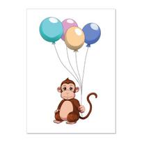 Cute Animal Puppy Monkey Horse  Balloon Nursery Wall Art Canvas Painting Posters And Prints Wall Pictures Baby Kids Room Décor No Frame 21*30cm No Frame