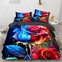 Spalvingas rožių raštas 3D spausdinimas vienas dvigulis karalienės antklodės užvalkalas pagalvės užvalkalas 3 vnt. patalynės komplektas DE 135x200cm red