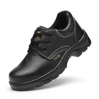 Lightweight Labor Insurance Shoes Men's Leather Safety Protective Shoes Steel Bag Head Anti-smashing,  Breathable and Wear-resistant Work Shoes 35