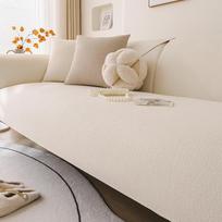 Teddy Velvet Sofa Cover Solid Color Waterproof Sofa Mat Anti Cat Scratch Sofa Cover Chenille Antiskid Four Seasons Couch Cushion 70x70cm 1pcs beige