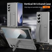 Luxury Silicone Wristband Folding Cover For Samsung Galaxy Z Fold6 Hidden Bracket Shockproof Lens Protection with Tempered Film Phone Case Samsung Z Fold6 pilka