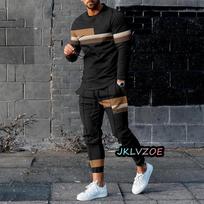 Rudens Žiemos Tendencija Vyriški Drabužiai 3D Spaudos Komplektai Marškinėliai ilgomis Rankovėmis Kelnės Kostiumai Vyriški Sportiniai Kostiumai Sportinė Apranga Bėgiojimui 2 dalių Apranga 4XL gray
