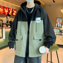 Spring new jacket men's trendy Hong Kong style high-quality student hooded jacket jacket M