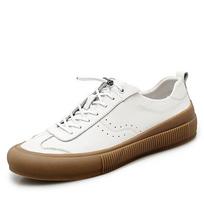 Genuine leather men casual shoes fashion white skateboard shoes luxury brand outdoor flat breathable loafers mocassins men shoes 38 white