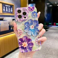 Fashion Purple flowers Pattern Phone Case with lens protective film For iphone 13 12 Pro Max 11 15promax 14plus 12promax Soft silicone Back Cover for iphone 11 violetinė