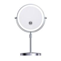 3/5/10X Lighted Makeup Mirror Height Brightness Adjustable Rechargeable Double Sided Magnifying Mirror C white