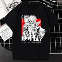 Plus Size Jojo Bizarre Adventure Anime Unisex T Shirts Cool Printed Cotton Black Tees L white