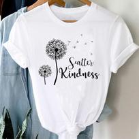 Unisex Short Sleeve Summer Fashion Dandelion Letter 90s Style Cute Print Tee Top Tshirt Lady FeUnisex Clothing Casual Graphic T-shirt 4XL white