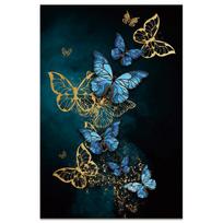 Modern Minimalist Poster Blue Gold Butterfly Picture on Canvas Wall Canvas Painting Mural Decoration for Living Room Home Decor No Frame 50*80cm No Frame black