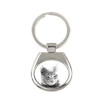 Chartreux - raktų pakabukas su kate, raktų pakabukas su spaudiniu, personalizuotas pakabukas iš „Art-Dog“ prekės ženklo sidabras