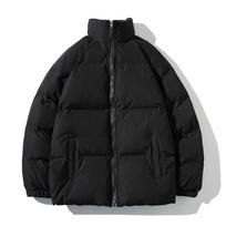 Winter Jacket Men Parkas Thicken Warm Coat Mens Stand Collar Solid Color Casual Parka Women Fashion Streetwear S juoda
