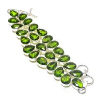 Natural Peridot Gemstone Handmade 925 Sterling Silver Bracelet 7-8  B5K40 beige