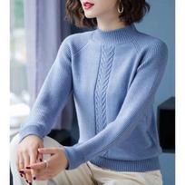 Cable Knit Mock Neck Sweater, Casual Long Sleeve Sweater for Fall & Winter, Women's Clothing 3XL gray