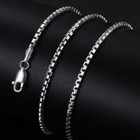 Bocai New Real S925 Pure Silver Jewelry Korean Fashion Box Chain Men 'S Clavicle Necklace 2mm Electroplated Platinum Man Necklace 45cm 9.3g
