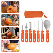 7x Halloween Pumpkin Carving Kit with Storage Bag Decorations for Beginners and Pros Party Reusable