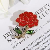Vintage Rose Flower Brooch Ladies Clothing Accessories Red Anti -Glare Pin European And American Rhinestone Corsage gray