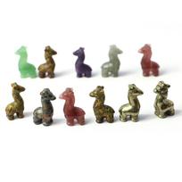 30 mm Mini Žirafos Dekoracija Skulptūra Natūralaus Akmens Drožinys Ornamentas Gydomieji Kristalai Gyvūnų Figūrėlė Mikro Peizažas Brangakmenių Amatai 1 PCS brown