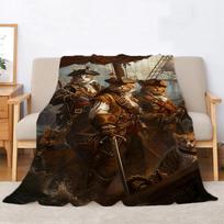 Cat Pirate Captain Beach Towel Summer Blanket King Size Fluffy Soft Blankets & Throws Home Interior Knitted Plaid Bed Throw Knee 30x40in