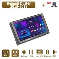Android automobilinis radijas Renault Duster 2015-2018 m. Multimedijos grotuvas Pagrindinis įrenginys Stereo GPS navigacija BT WIFI 1+16GB 1+16GB white