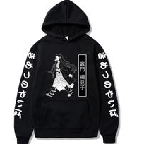 Japanese Anime Demon Slayer Kamado Nezuko Hoodies Male Harajuku Unisex Fashion Streets Funny Girl Print Winter Warm Sweatshirts XS juoda