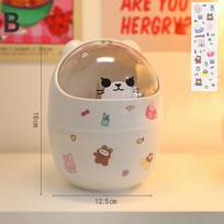 Desktop Semplice Bidone Della Spazzatura Con Coperchio Piccolo Simpatico Orso Contenitore Porta Penna Per Dormitorio Studentesco B