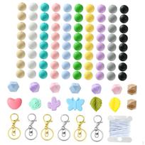 Silicone Beads for Keychain Making, Bulk, Rubber Keychains Necklace